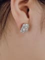 thumb 925 Sterling Silver Cubic Zirconia Geometric Luxury Stud Earring 2