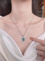 thumb 925 Sterling Silver Green Letter Vintage Necklace 1