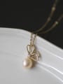 thumb 925 Sterling Silver Imitation Pearl Butterfly Dainty Necklace 0