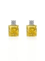 thumb 925 Sterling Silver High Carbon Diamond Square Dainty Stud Earring 0