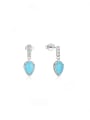 thumb 925 Sterling Silver Turquoise Water Drop Vintage Stud Earring 0