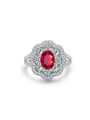 thumb 925 Sterling Silver High Carbon Diamond Red Geometric Luxury Ring 0