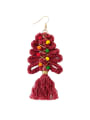 thumb Alloy Cotton Rope Tree Tassel Christmas Bossian Style Hand-Woven Drop Earring 0