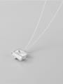 thumb 925 Sterling Silver  Vintage Square Pendant Necklace 2