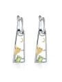 thumb 925 Sterling Silver Natural Stone Geometric Dainty Huggie Earring 1