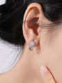 thumb 925 Sterling Silver Feather Vintage Huggie Earring 1