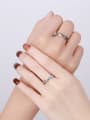 thumb 925 Sterling Silver Enamel Irregular Minimalist Couple Ring 1
