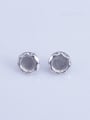 thumb 925 Sterling Silver 18K White Gold Plated Round Earring Setting Stone size: 7*7mm 0