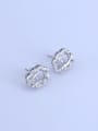 thumb 925 Sterling Silver 18K White Gold Plated Oval Earring Setting Stone size: 6*8mm 2