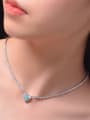 thumb 925 Sterling Silver High Carbon Diamond Blue Heart Luxury Choker Necklace 1