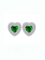 thumb 925 Sterling Silver Cubic Zirconia Heart Luxury Cluster Earring 0