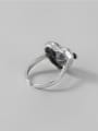 thumb 925 Sterling Silver Glass Stone Heart Vintage Band Ring 1