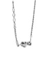 thumb 925 Sterling Silver Knot Heart Vintage Asymmetrical Chain Necklace 0