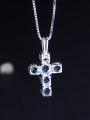 thumb 925 Sterling Silver Swiss Blue Topaz Cross Luxury Regligious Necklace 3