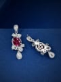 thumb 925 Sterling Silver High Carbon Diamond Flower Luxury Cluster Earring 3