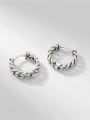thumb 925 Sterling Silver Hollow Geometric Chain Vintage Huggie Earring 0