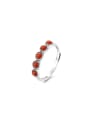 thumb 925 Sterling Silver Agate Geometric Vintage Band Ring 0
