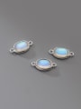 thumb S925 Silver Inlaid Synthetic Moonstone Oval Crystal Double Hole Pendant 1