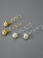 thumb 925 Sterling Silver Imitation Pearl Flower Artisan Hook Earring 3