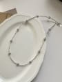 thumb 925 Sterling Silver Freshwater Pearl Geometric Dainty Beaded Necklace 0