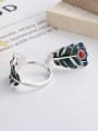 thumb 925 Sterling Silver Enamel Feather Ethnic Band Ring 3