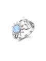 thumb 925 Sterling Silver Synthetic Opal Moon Artisan Stackable Ring 2