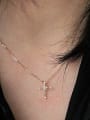 thumb 925 Sterling Silver Cubic Zirconia Cross Dainty Necklace 1