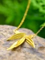 thumb 925 Sterling Silver Bamboo leaves nature fresh design Artisan Necklace 2