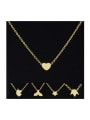thumb Stainless steel golden peach heart five-pointed star crown fishtail unicorn clavicle necklace 1