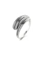 thumb 925 Sterling Silver Feather Vintage Band Ring 0