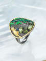 thumb 925 Sterling Silver Emerald Geometric Vintage Band Ring 2