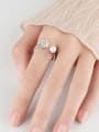thumb 925 Sterling Silver Enamel Imitation Pearl Flower Cute  Can Be Rotated Band Ring 2