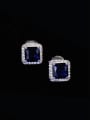 thumb 925 Sterling Silver Cubic Zirconia Square Luxury Cluster Earring 2