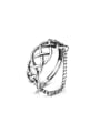 thumb 925 Sterling Silver Geometric HolloW Weave Chain Tassel Vintage Ring 0