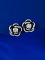 thumb 925 Sterling Silver Cubic Zirconia Flower Vintage Cluster Earring 1