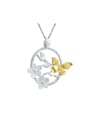 thumb 925 Sterling Silver Creative ancient style petals flying butterfly garden Artisan Pendant 0