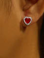thumb 925 Sterling Silver Heart Vintage Stud Earring 1