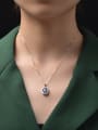 thumb 925 Sterling Silver High Carbon Diamond Blue Flower Luxury Necklace 1