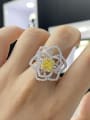 thumb 925 Sterling Silver High Carbon Diamond Yellow Flower Dainty Ring 1