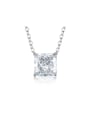 thumb 925 Sterling Silver High Carbon Diamond Square Dainty Necklace 1