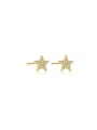 thumb 925 Sterling Silver Cubic Zirconia Pentagram Dainty Stud Earring 0