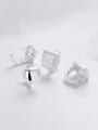 thumb 925 Sterling Silver Square Dainty Stud Earring 1