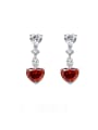 thumb 925 Sterling Silver High Carbon Diamond Heart Luxury Cluster Earring 2
