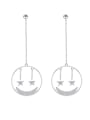 thumb 925 Sterling Silver Cubic Zirconia Smiley Luxury Threader Earring 0