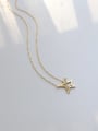 thumb 925 Sterling Silver Rhinestone Gold Star Dainty Necklace 2