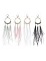 thumb Alloy Feather Round Bohemia Hand woven Drop Earring 3