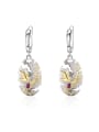 thumb 925 Sterling Silver Natural Stone Leaf Luxury Huggie Earring 0