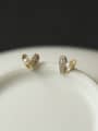 thumb 925 Sterling Silver Imitation Pearl White Heart Dainty Stud Earring 0