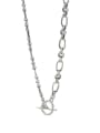 thumb 925 Sterling Silver Irregular Vintage Asymmetric chain Necklace 3