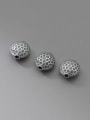 thumb S925 plain silver retro distressed printed geometric flat beads 1